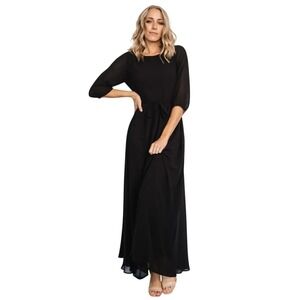 white chiffon dress maxi Elegant White Chiffon Maxi Dress with Long Puff Sleeves